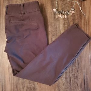 Chocolate brown slim stretch cropped pants